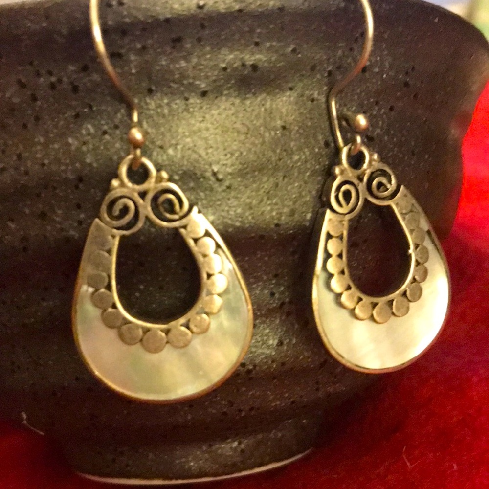 Sterling silver and mother of pearl earrings